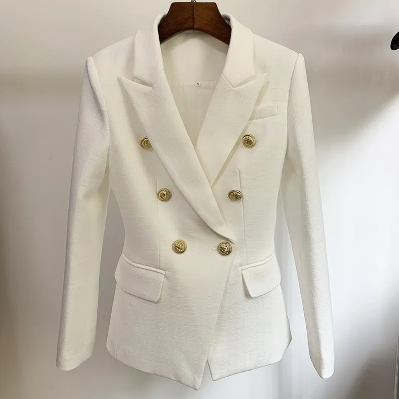 Women's Fitted Lion Buttons Fitted Jacket Formal Fashion Blazers