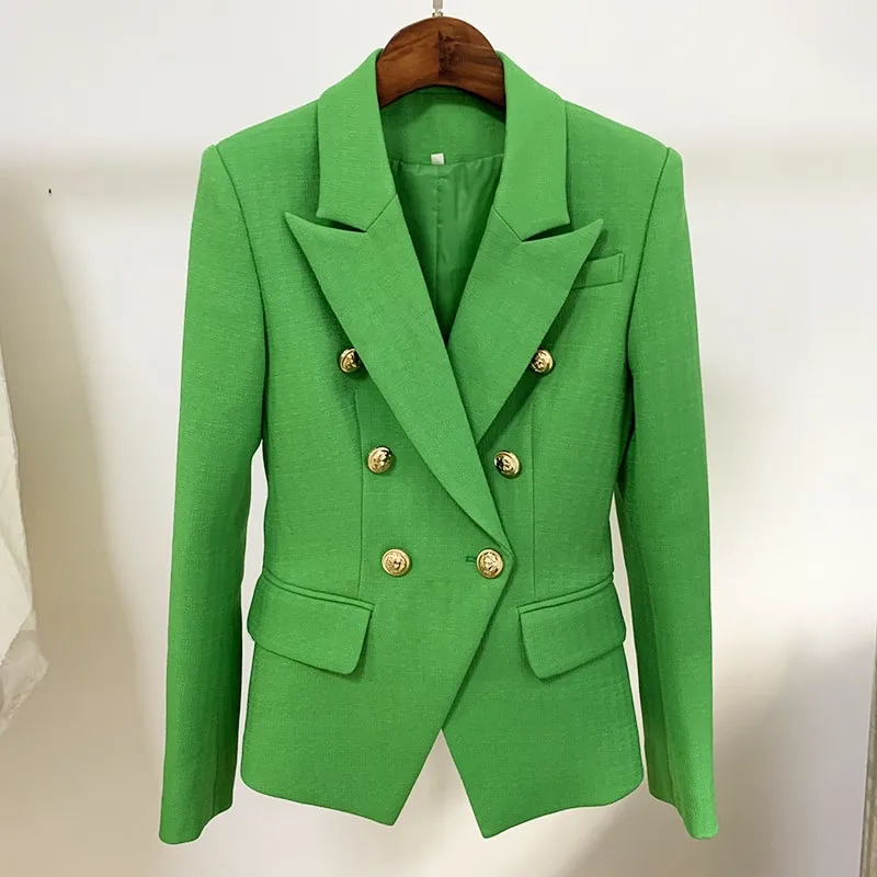 Women's Fitted Lion Buttons Fitted Jacket Formal Fashion Blazers