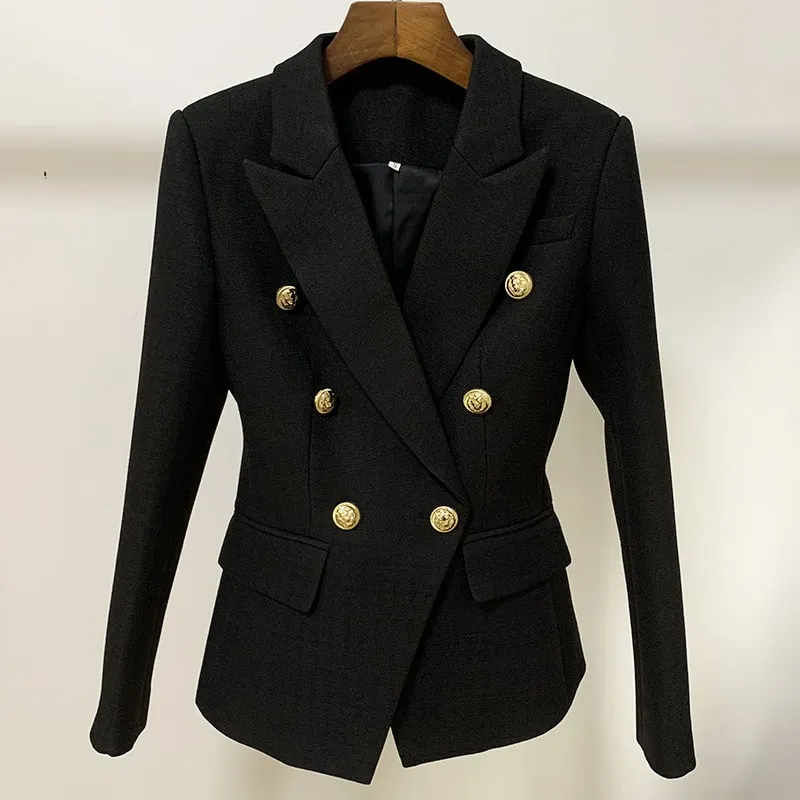 Women's Fitted Lion Buttons Fitted Jacket Formal Fashion Blazers