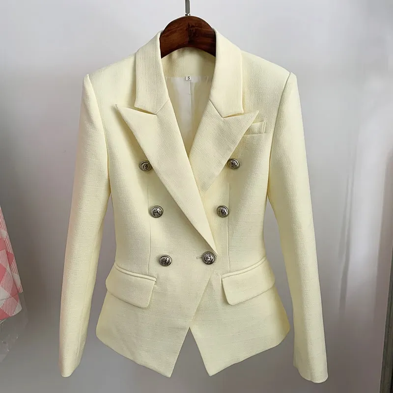 Women's Fitted Lion Buttons Fitted Jacket Formal Fashion Blazers