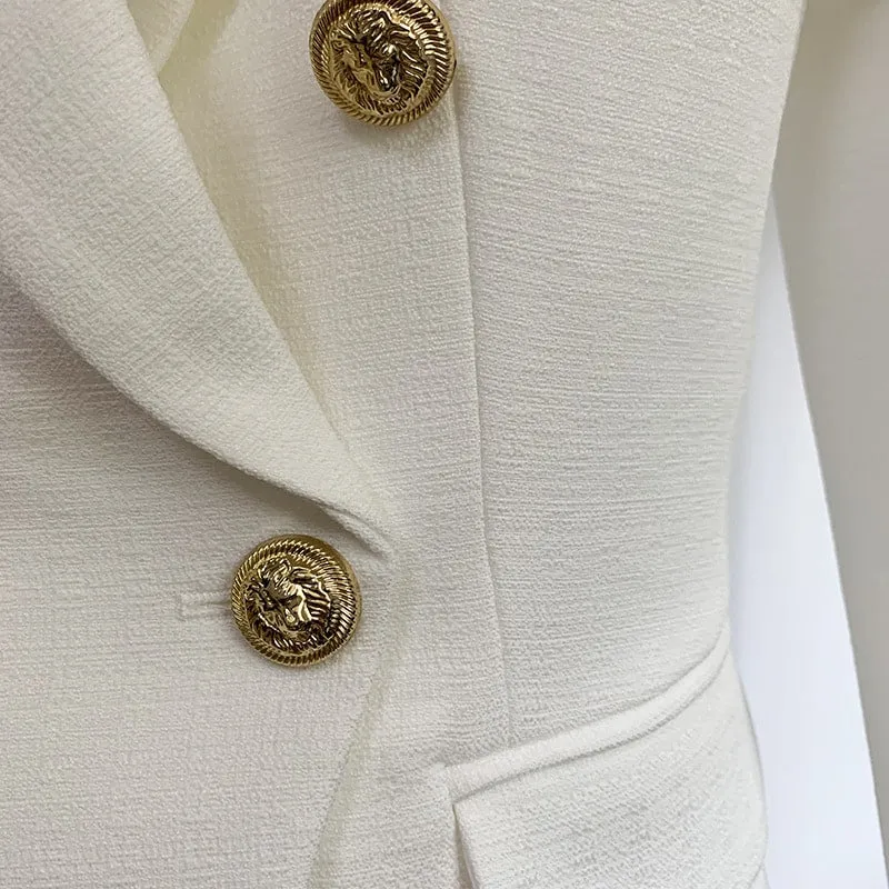 Women's Fitted Lion Buttons Fitted Jacket Formal Fashion Blazers