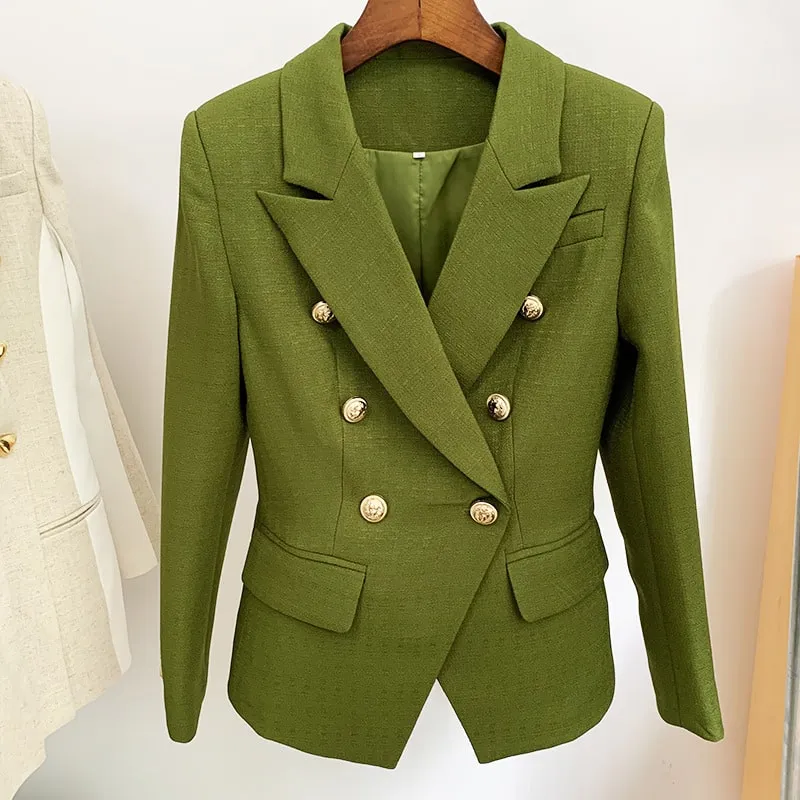 Women's Fitted Lion Buttons Fitted Jacket Formal Fashion Blazers