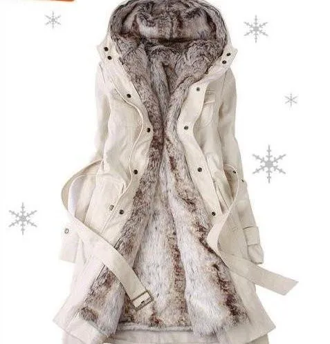 Women's Long Faux Fur Lined Thermal Parka