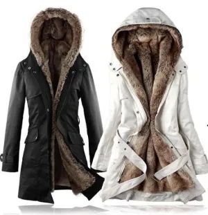Women's Long Faux Fur Lined Thermal Parka