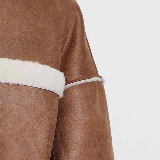 Women's Wool Liner Jacket Zip Up Faux Oversized Short Coat Jacket