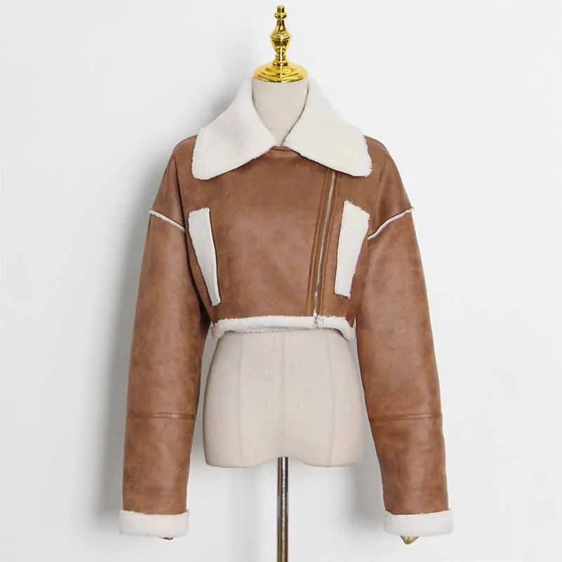 Women's Wool Liner Jacket Zip Up Faux Oversized Short Coat Jacket