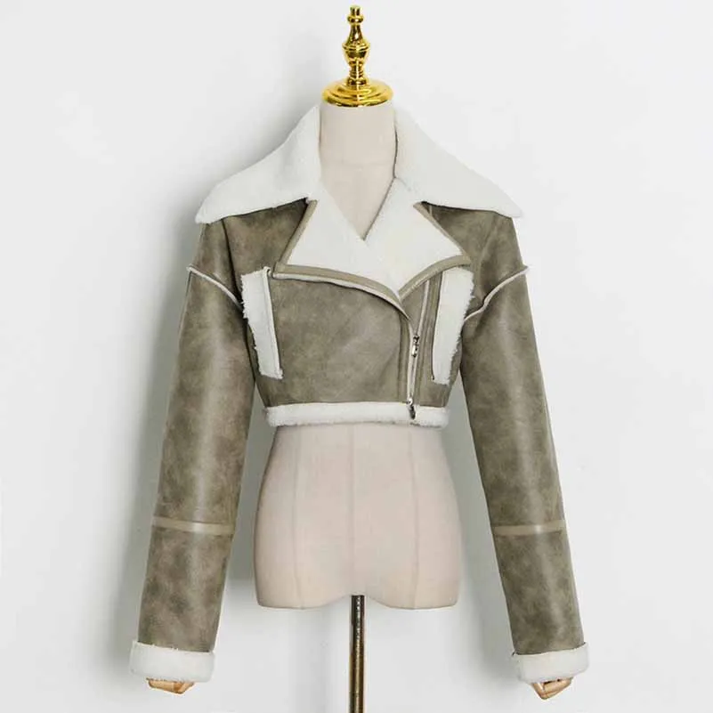 Women's Wool Liner Jacket Zip Up Faux Oversized Short Coat Jacket